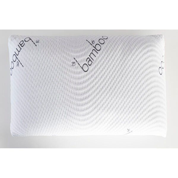 SlaapTyd Klassieke Memory Foam Kussing in wit, met 'n Aloe Vera-behandelde oortreksel, wat ergonomiese nekondersteuning bied.